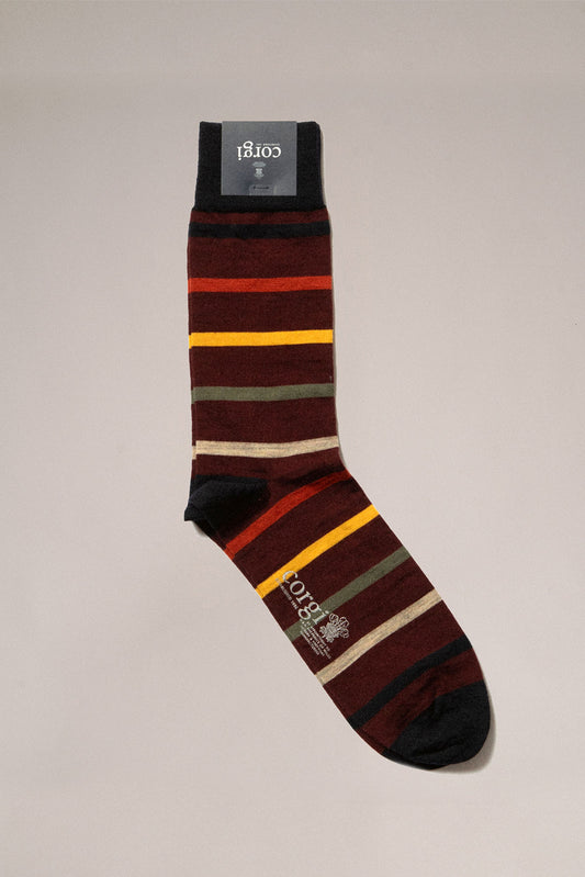 Al’s Welsh-Knit Sock in Maroon Stripe