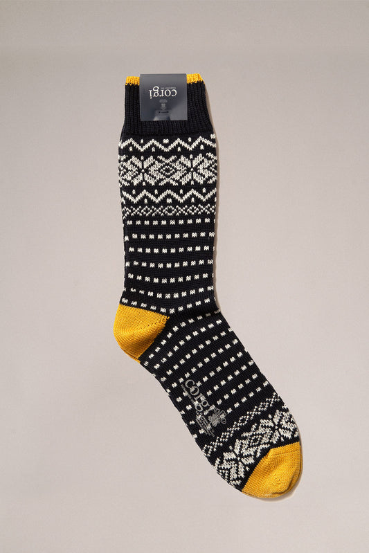Al’s Welsh-Knit Sock in Navy Snowflake