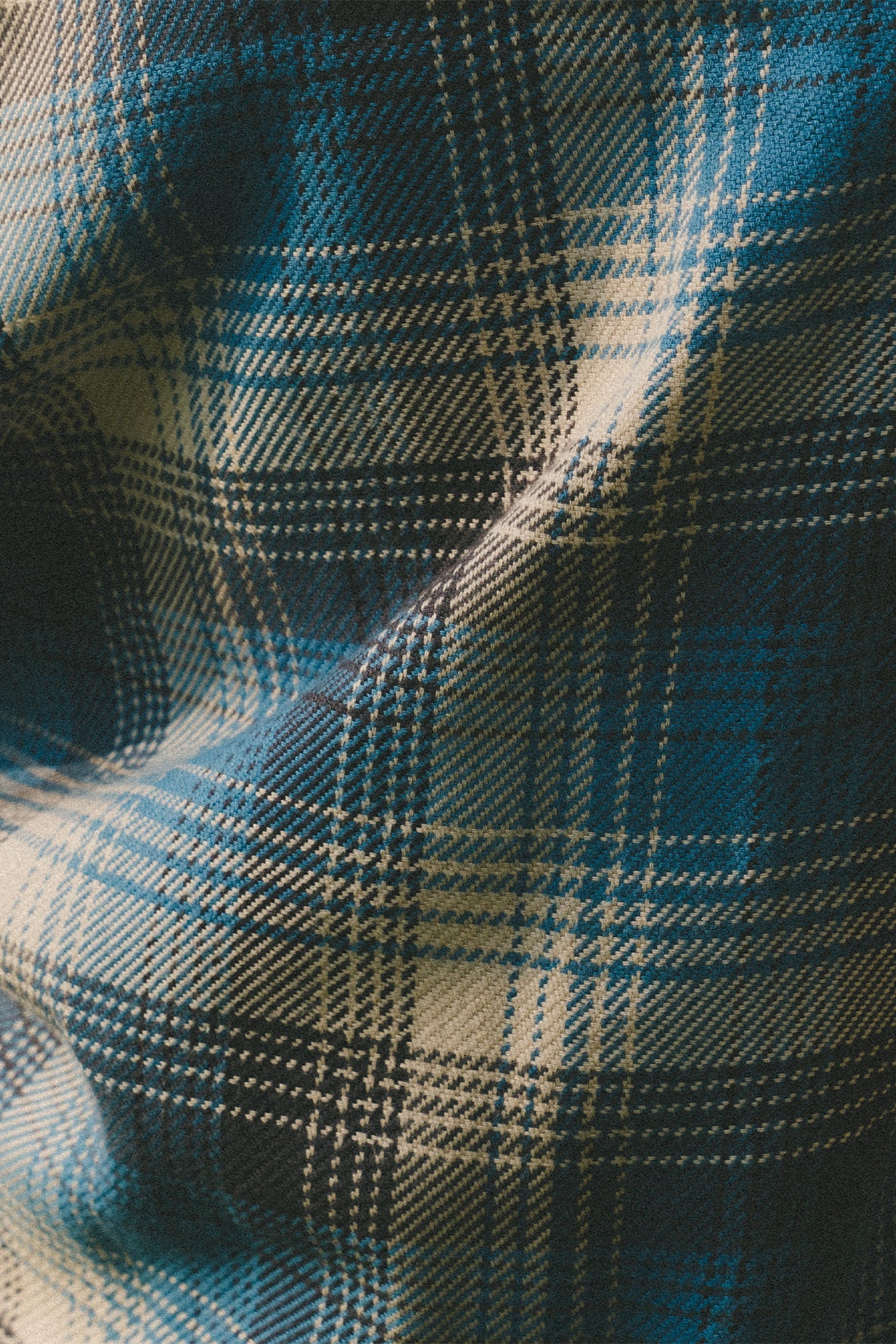 Al’s Big Twill Shirting in Blue + Beige Plaid