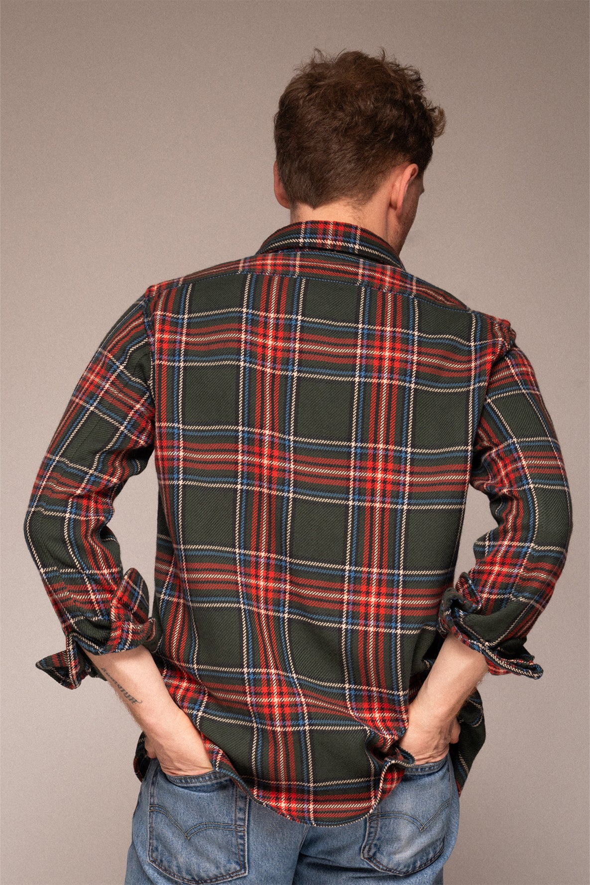 Al’s Big Twill Shirting in Green Tartan